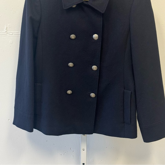 Brooks Brothers Petite Wool Blend Double Breasted Pea Coat Jacket Navy 10P - Picture 5 of 15